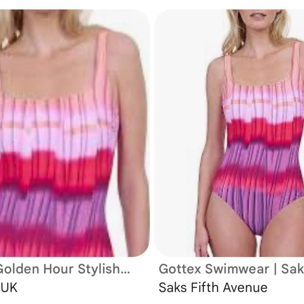 nwt GOTTEX FROM CHICO'S golden hour padded cup swimsuit 10 $158 tags - Picture 2 of 3